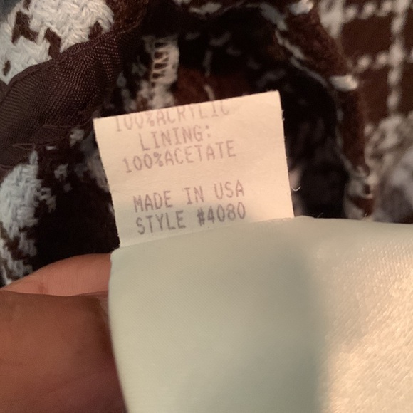 HELENA Tweed Plaid Flounce Girl Dress Short Sleeve Lined Crewneck Brown Gray 16 - Picture 7 of 9